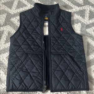 Kids Ralph Lauren Navy Quilted Vest with Red Logo